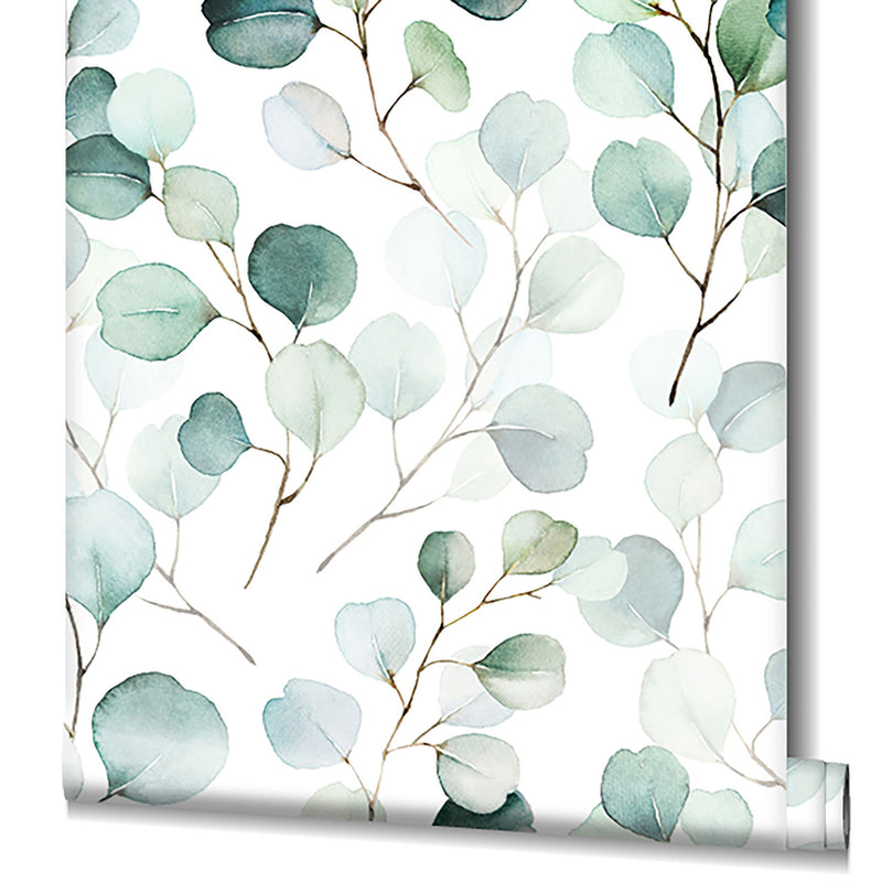 47420 Eucalyptus Flora White and Green Wallpaper By Galerie