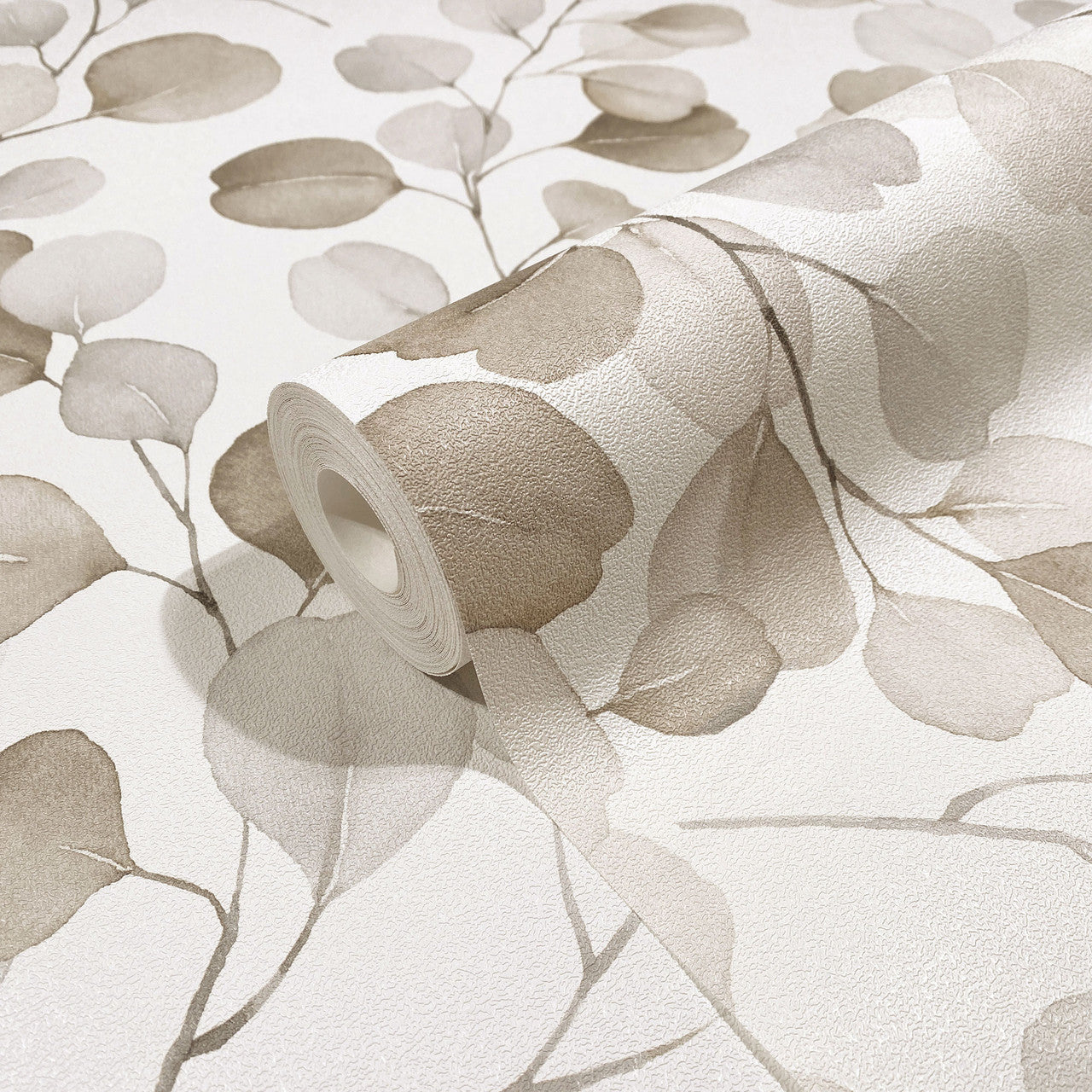 47423 Eucalyptus Flora White and Brown Wallpaper By Galerie