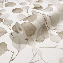 47423 Eucalyptus Flora White and Brown Wallpaper By Galerie