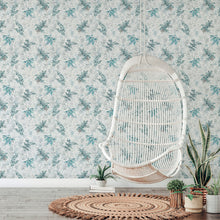 47451 Soft Foliage Flora Grey and Turquoise Wallpaper By Galerie