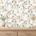 47455 Summer Bouquet Flora White and Green Wallpaper By Galerie