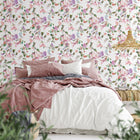47456 Summer Bouquet Flora White, Rose and Green Wallpaper By Galerie