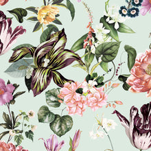 47459 Floral Rhapsody Flora Green and Rose Wallpaper By Galerie