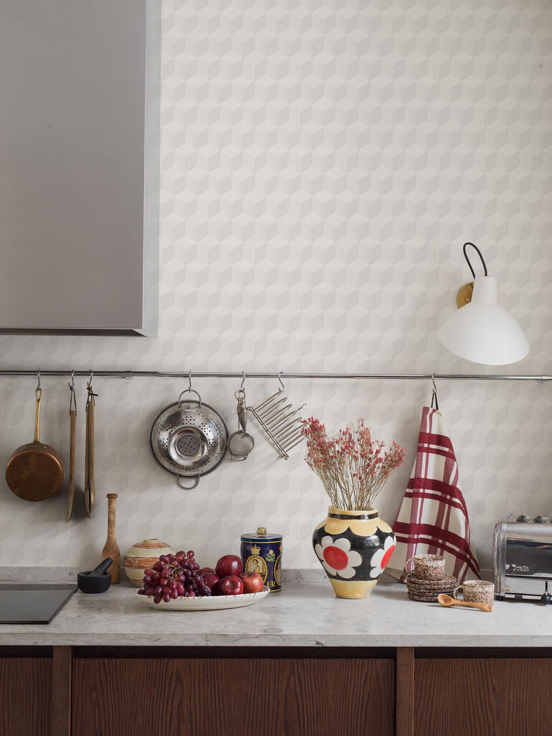 4745 Cube Light White Graphics Wallpaper by Boråstapeter