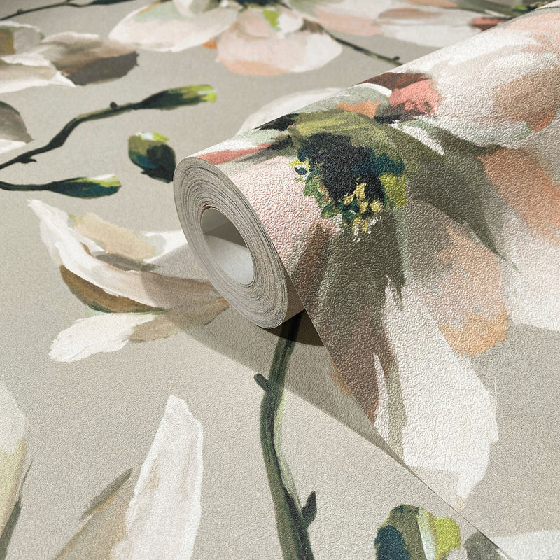 47464 Cherry Blossom The New Design Book Beige, White and Orange Wallpaper By Galerie