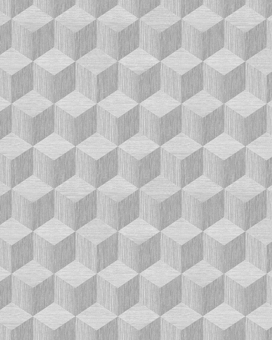 Cube Light Grey Graphics Wallpaper by Boråstapeter