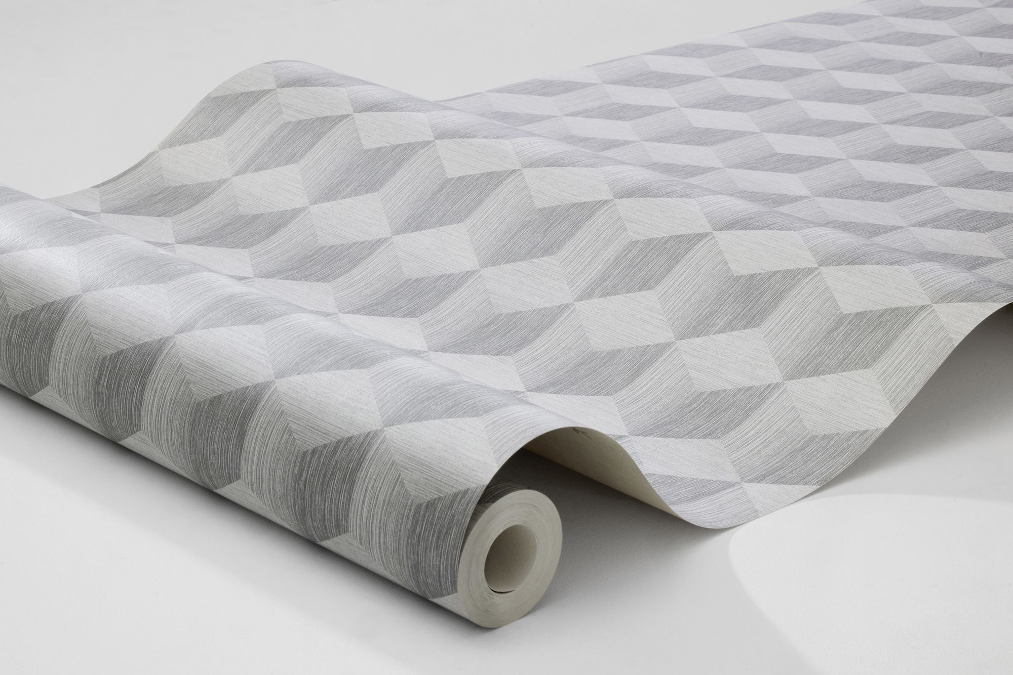 Cube Light Grey Graphics Wallpaper by Boråstapeter