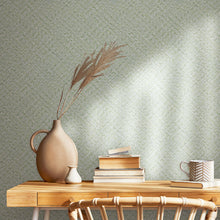 47479 Herringbone Weave Flora Green Wallpaper By Galerie