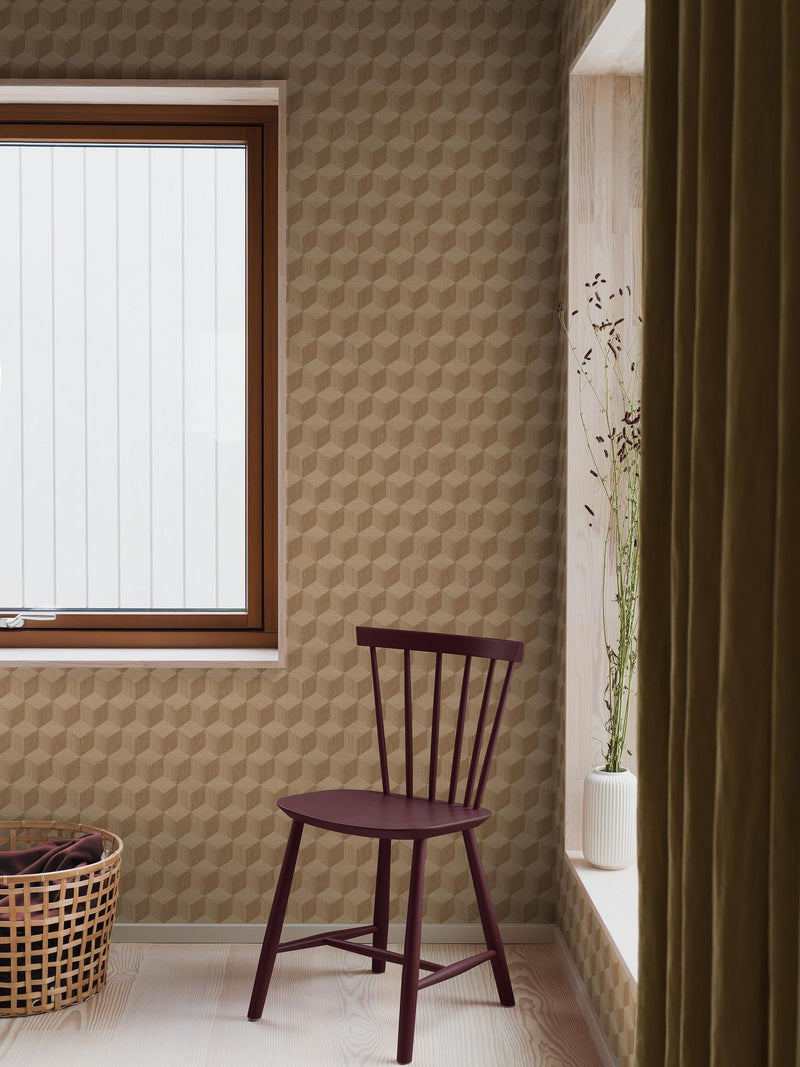 4747 Cube Dark Beige and Brown Graphics Wallpaper by Boråstapeter