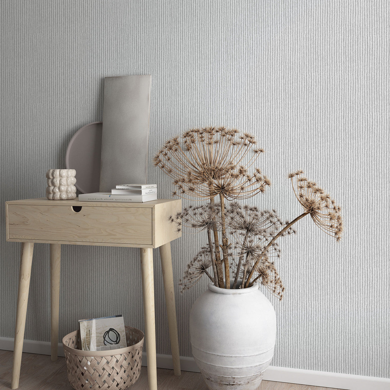 47483 Rope Weave Flora Grey Wallpaper By Galerie