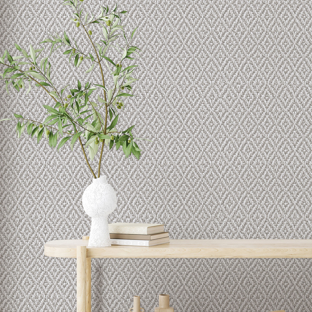47486 Diamond Weave Flora Grey Wallpaper By Galerie