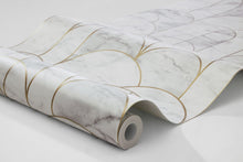 4750 Arch Light White and Grey Graphics Wallpaper by Boråstapeter