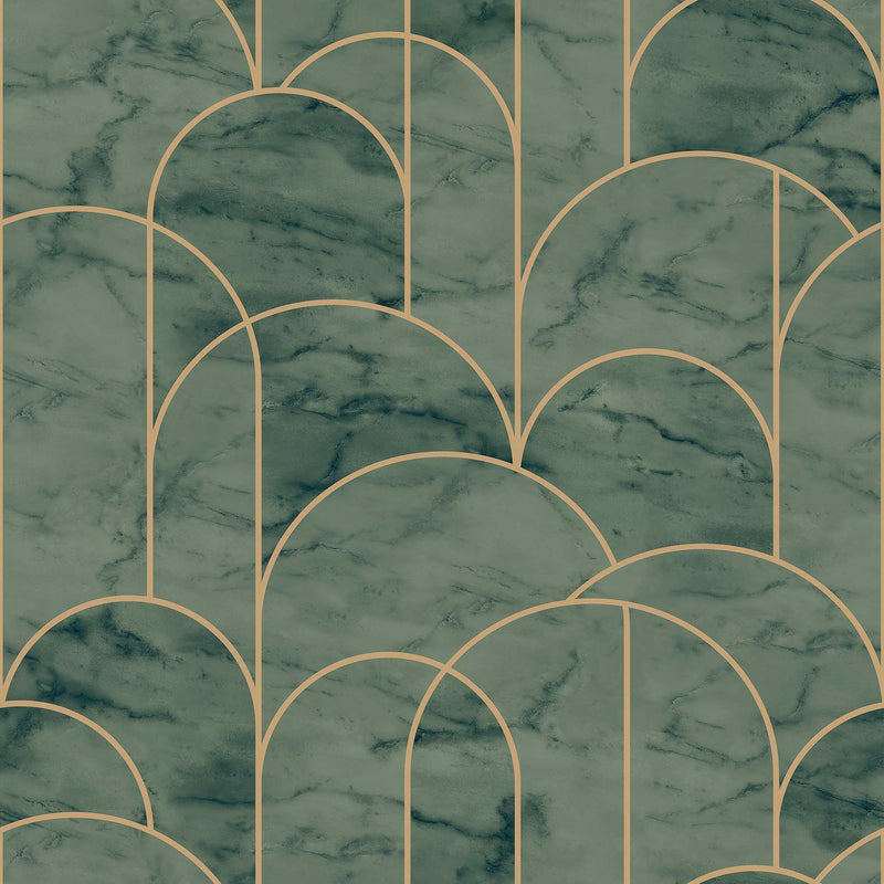 4751 Arch Dark Green Graphics Wallpaper by Boråstapeter