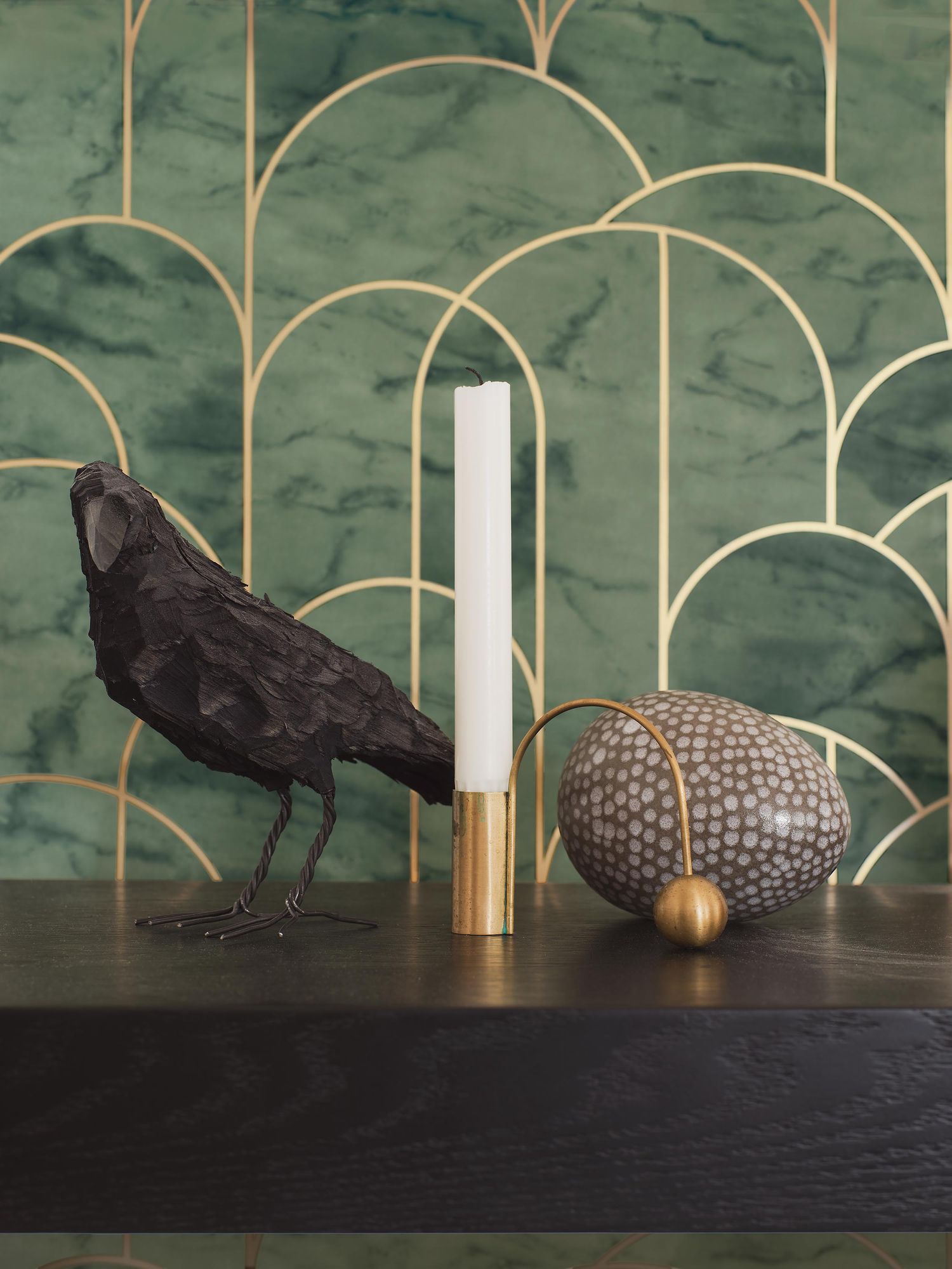 4751 Arch Dark Green Graphics Wallpaper by Boråstapeter
