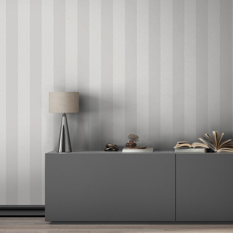 47637 Even Stripe Heritage Silver Grey Wallpaper By Galerie
