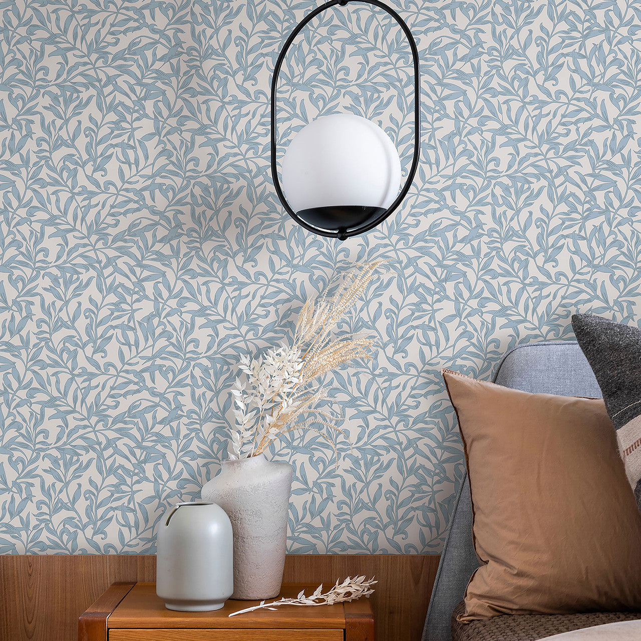 47642 Vintage Leaf Heritage Blue Wallpaper By Galerie