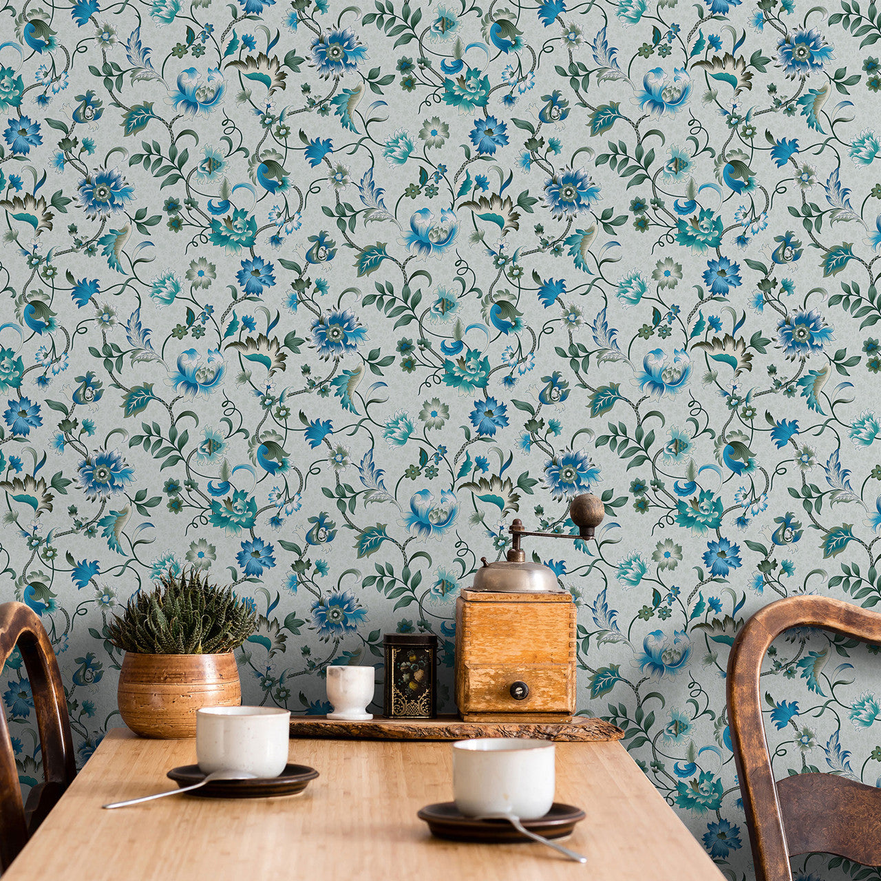 47647 Floral Heritage Blue Wallpaper By Galerie