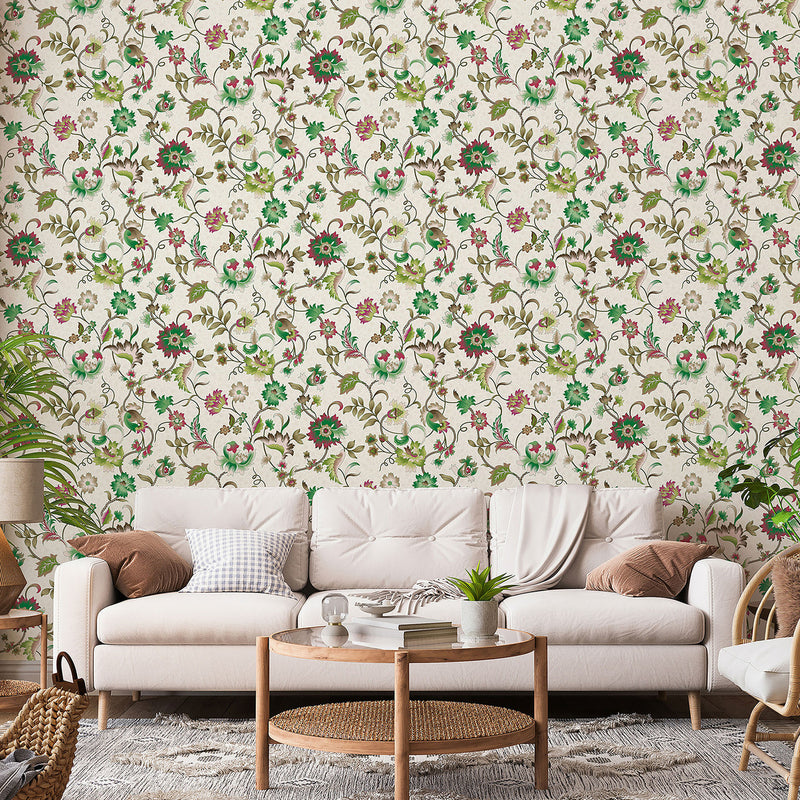 47648 Floral Heritage Green Wallpaper By Galerie