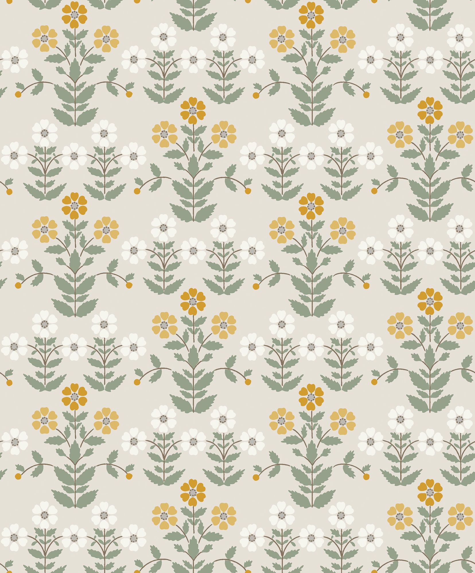 4811 Sippor Yellow and Grey Wallpaper by Boråstapeter