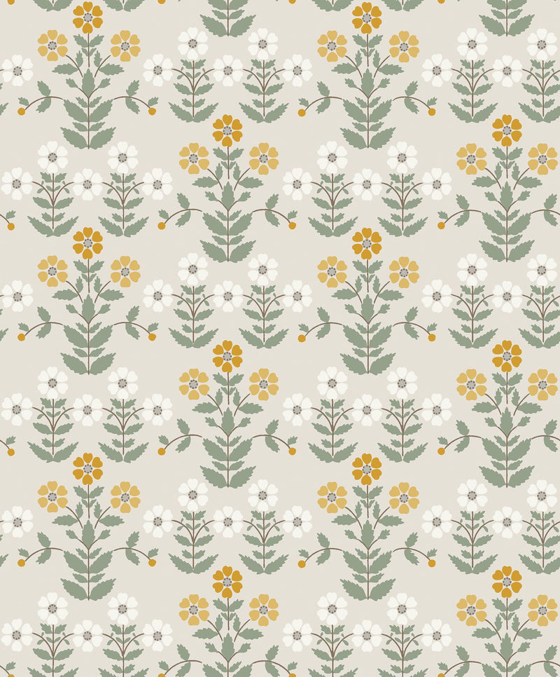 4811 Sippor Yellow and Grey Wallpaper by Boråstapeter
