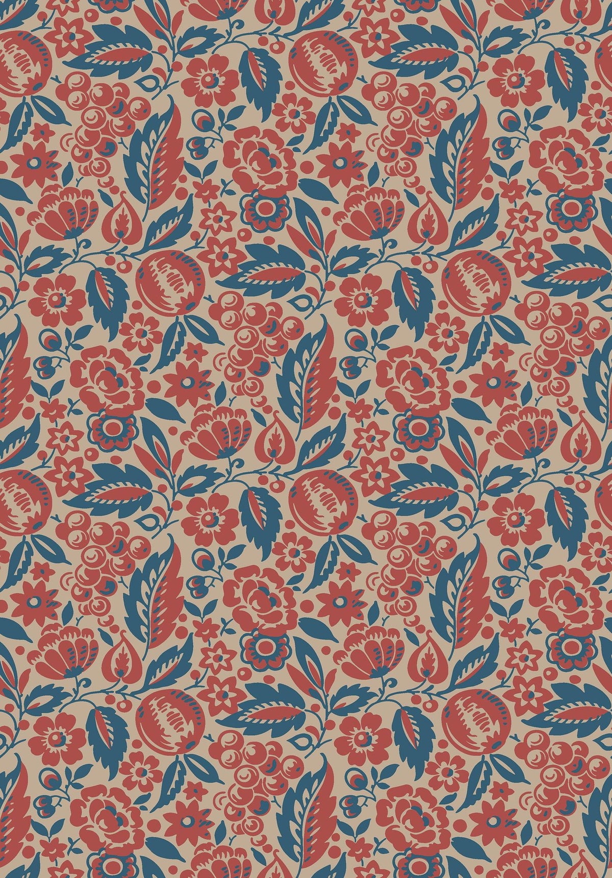 Elise Red and Blue New Heritage Wallpaper by Boråstapeter