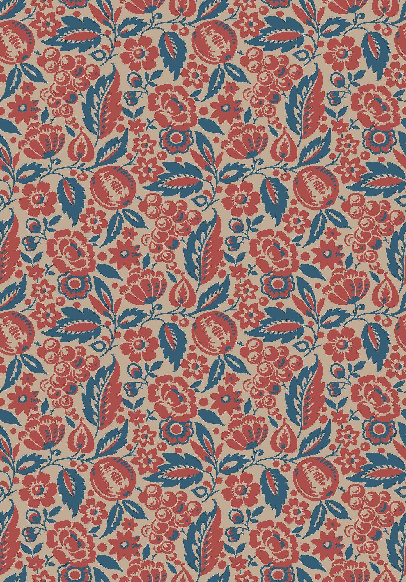 4816 Elise Red and Blue Wallpaper by Boråstapeter