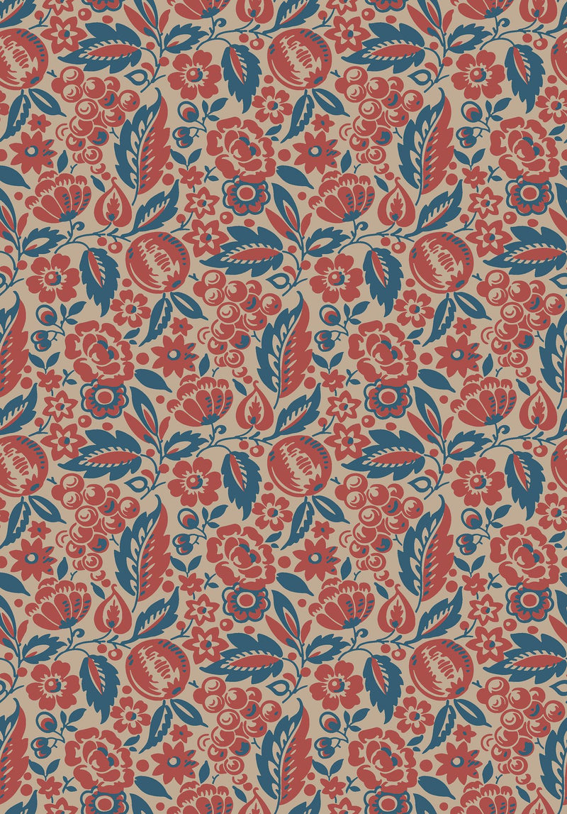 4816 Elise Red and Blue Wallpaper by Boråstapeter