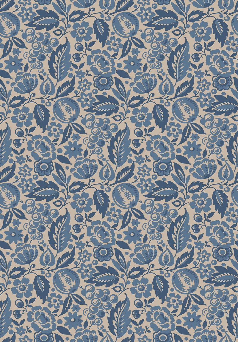4817 Elise Blue and Beige Wallpaper by Boråstapeter
