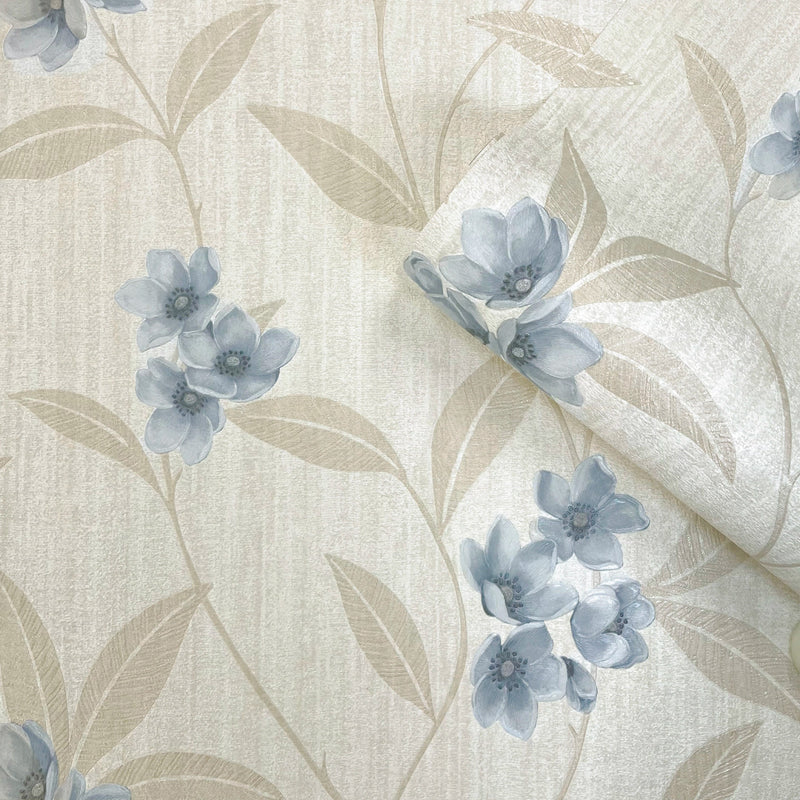 4817 Giovanna Floral Cream Blue Wallpaper by Belgravia