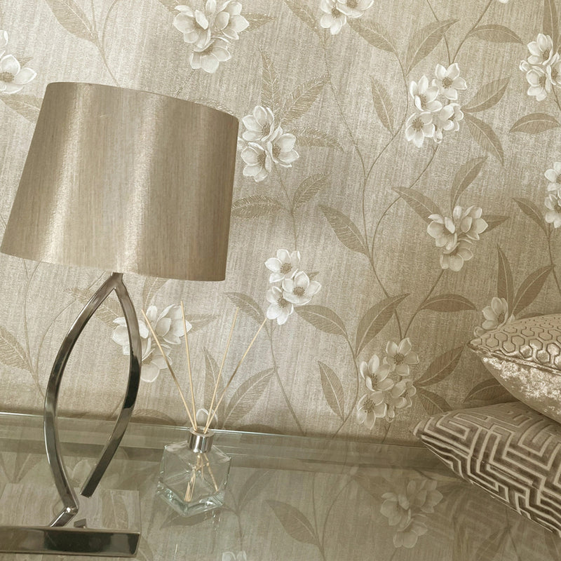 4818 Giovanna Floral Cream Beige Wallpaper by Belgravia