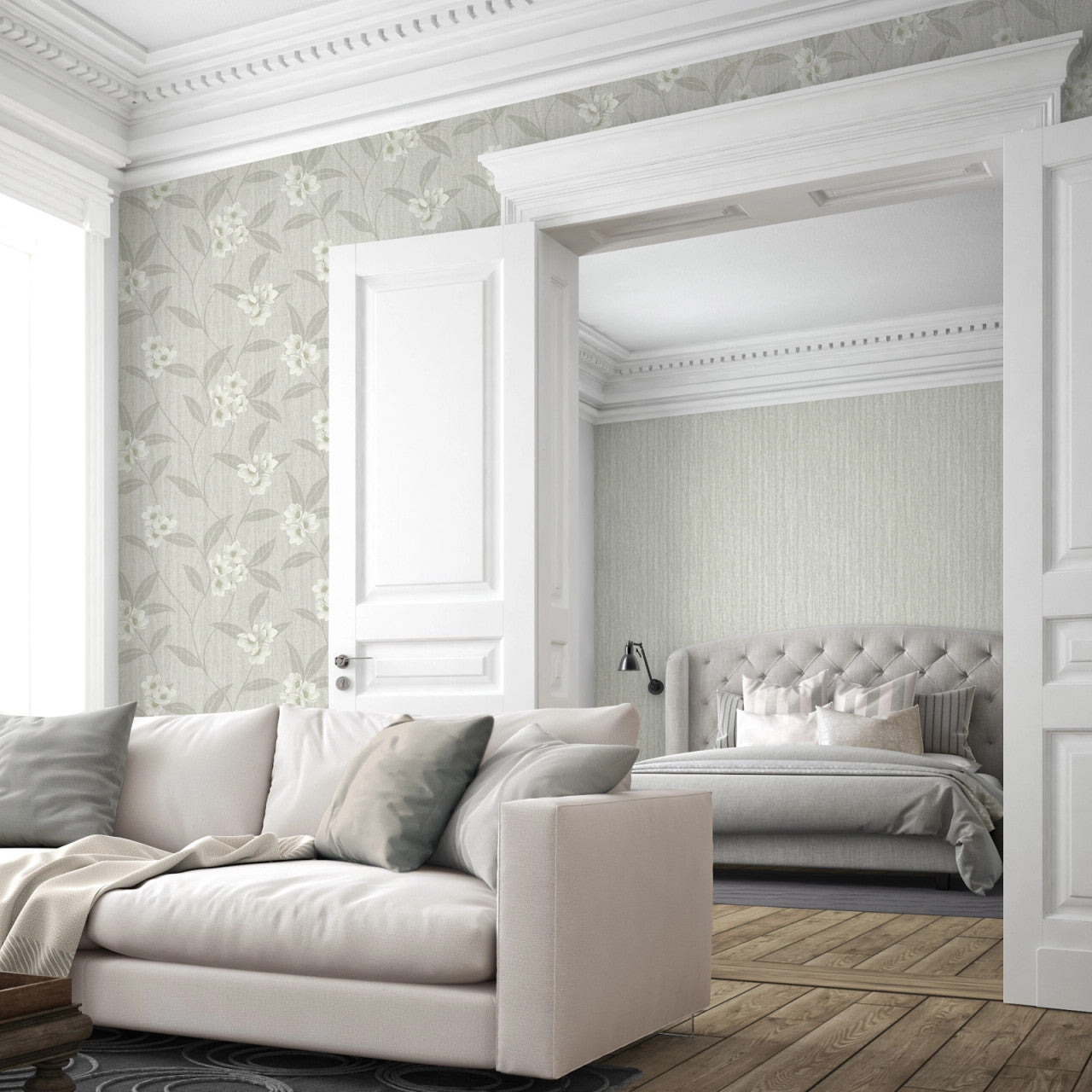 4819 Giovanna Floral Cream Grey Wallpaper by Belgravia