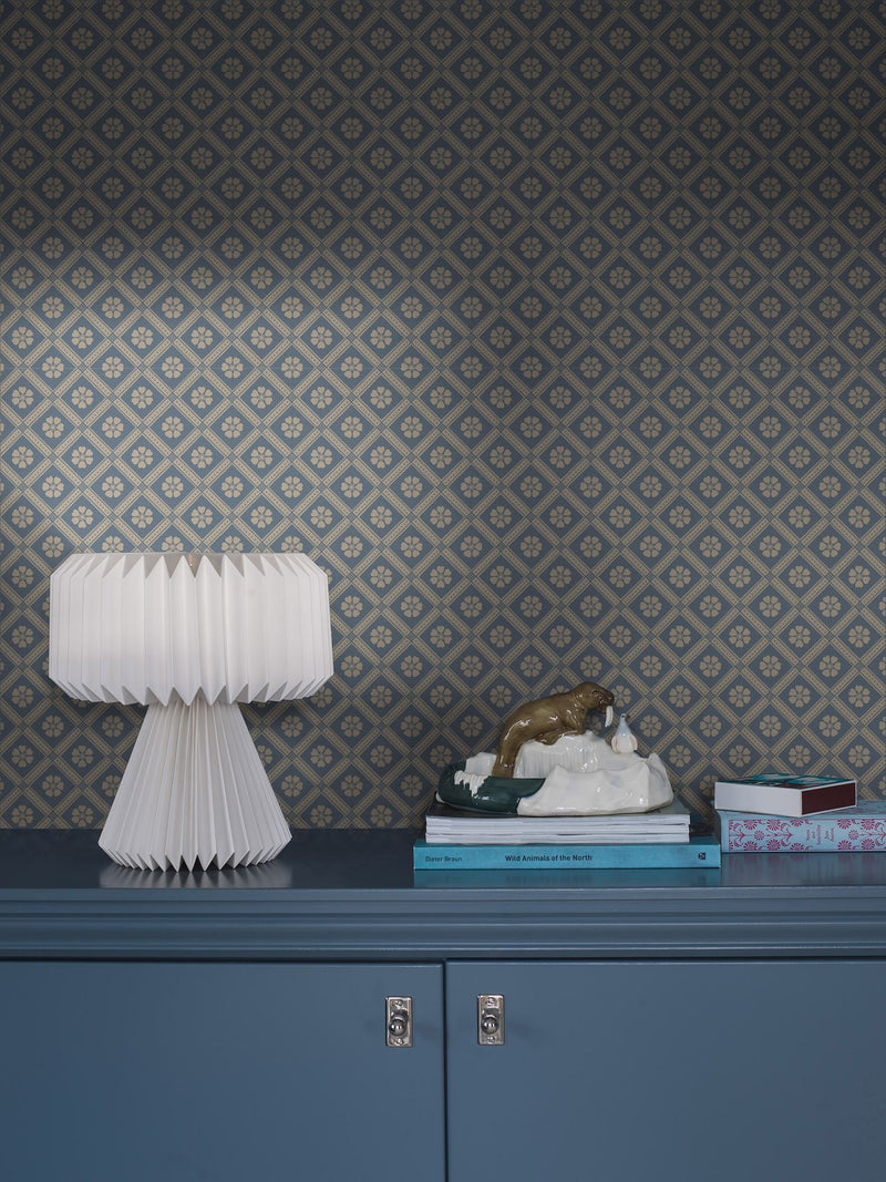 4820 Love Blue and Beige Wallpaper by Boråstapeter