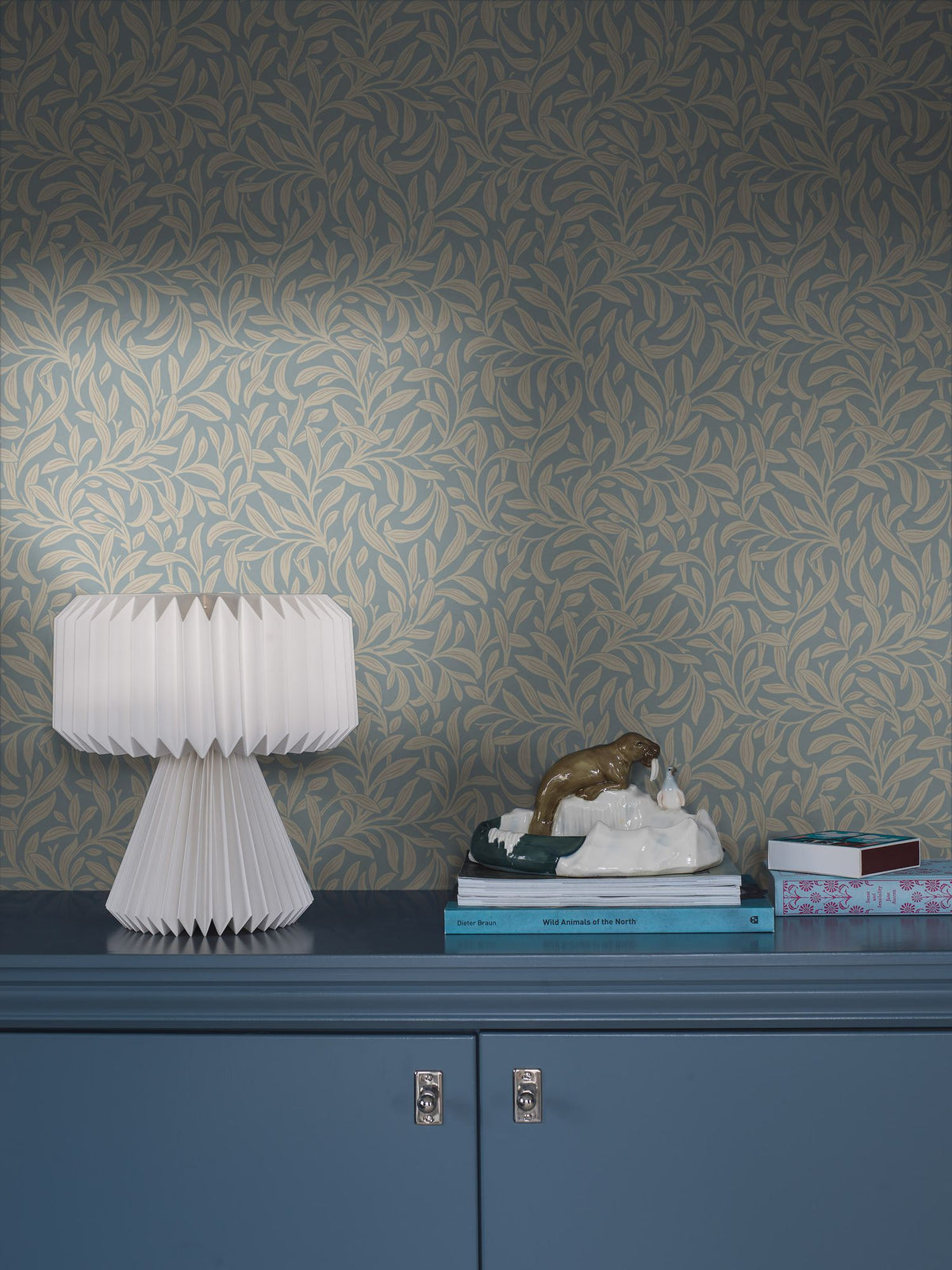 Vintergröna Blue and Beige New Heritage Wallpaper by Boråstapeter