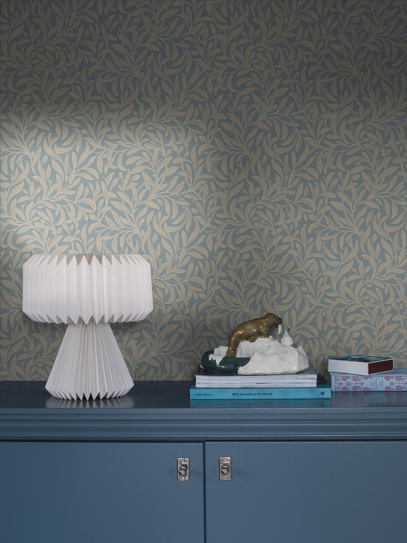 4831 Vintergröna Blue and Beige Wallpaper by Boråstapeter