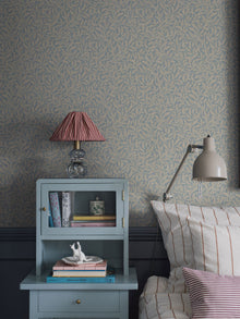 4831 Vintergröna Blue and Beige Wallpaper by Boråstapeter