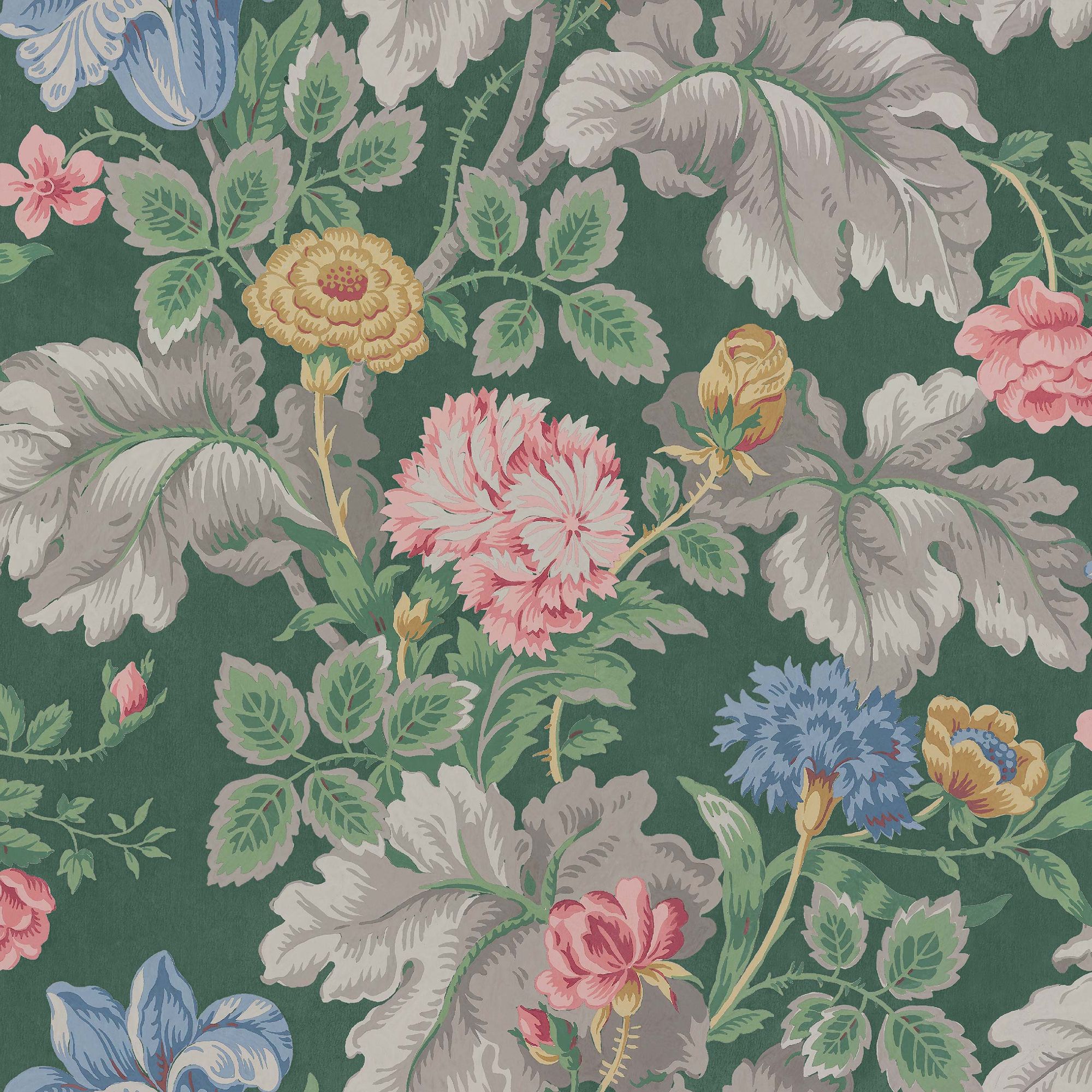 4834 Carnation Garden Green and Multi Wallpaper by Boråstapeter