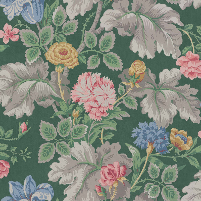4834 Carnation Garden Green and Multi Wallpaper by Boråstapeter