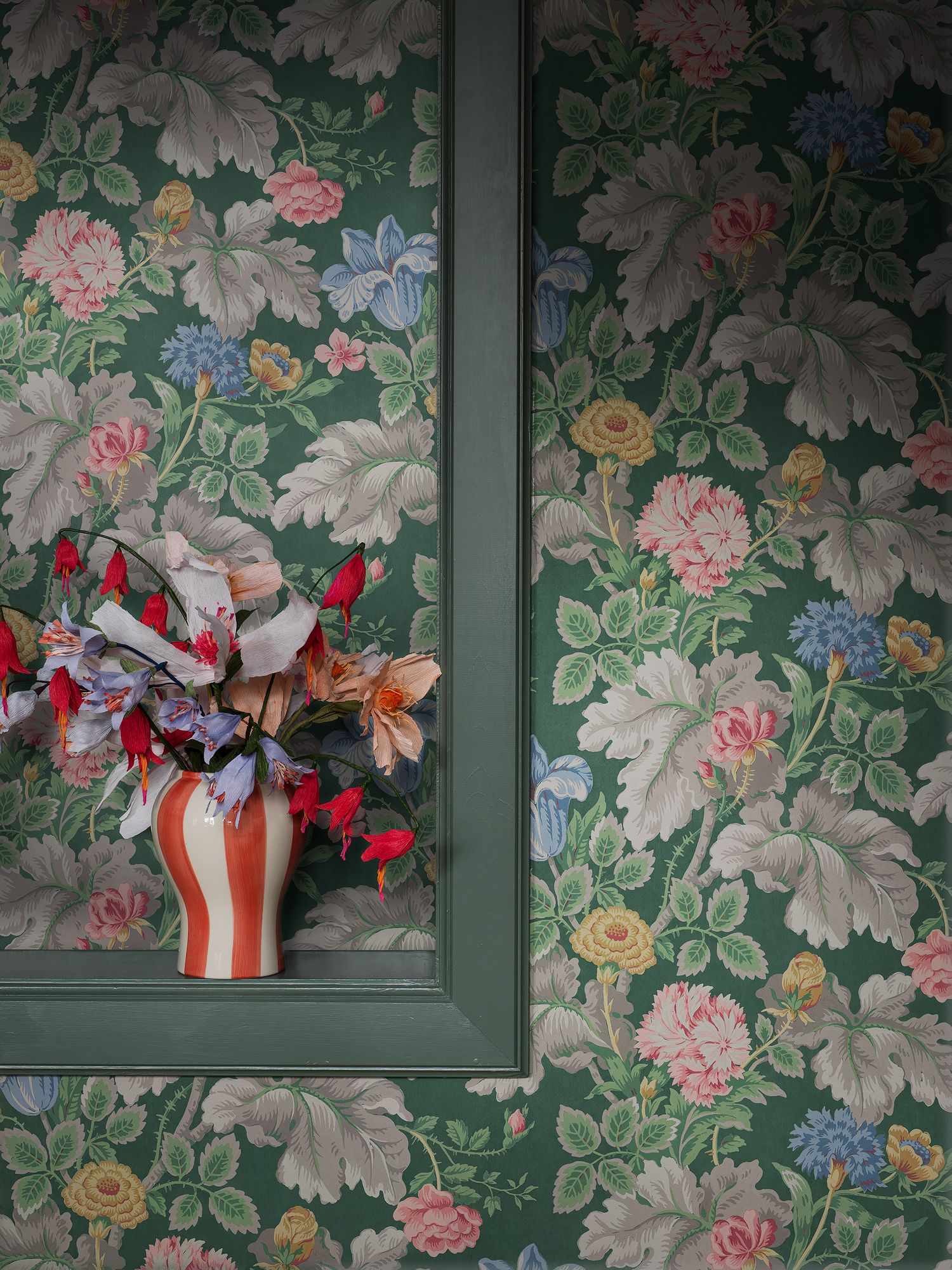 4834 Carnation Garden Green and Multi Wallpaper by Boråstapeter