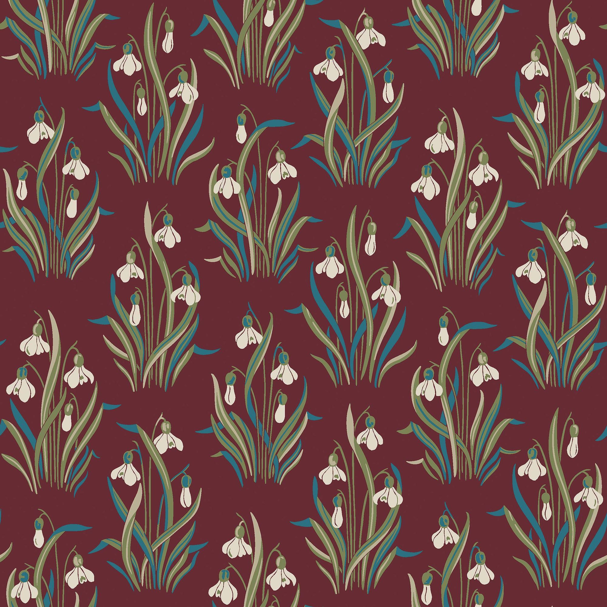 4837 Snödroppe Red Wallpaper by Boråstapeter
