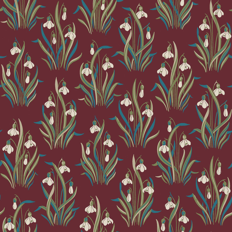 4837 Snödroppe Red Wallpaper by Boråstapeter