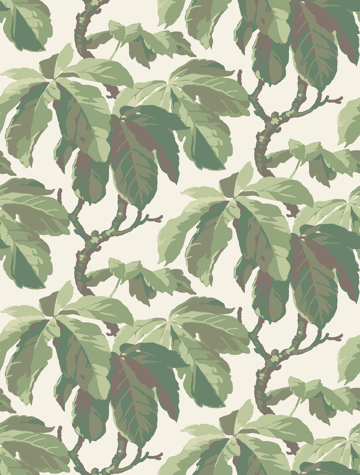 Kastanj Green and White New Heritage Wallpaper by Boråstapeter