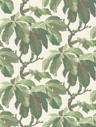 4839 Kastanj Green and White Wallpaper by Boråstapeter