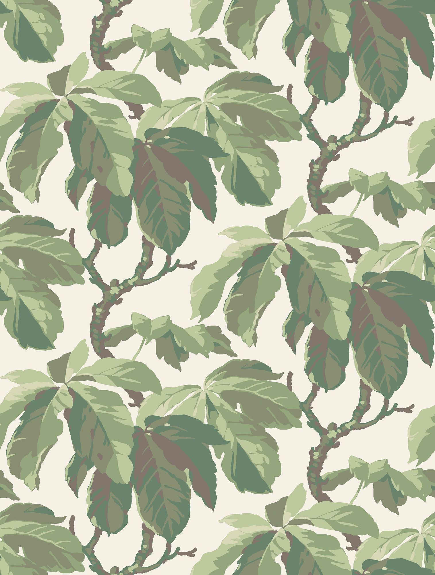 4839 Kastanj Green and White Wallpaper by Boråstapeter