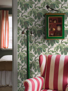 4839 Kastanj Green and White Wallpaper by Boråstapeter
