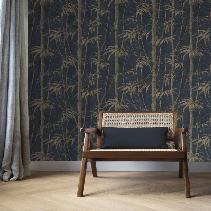 484892 Florentine II Blue Bamboo Wallpaper by Rasch
