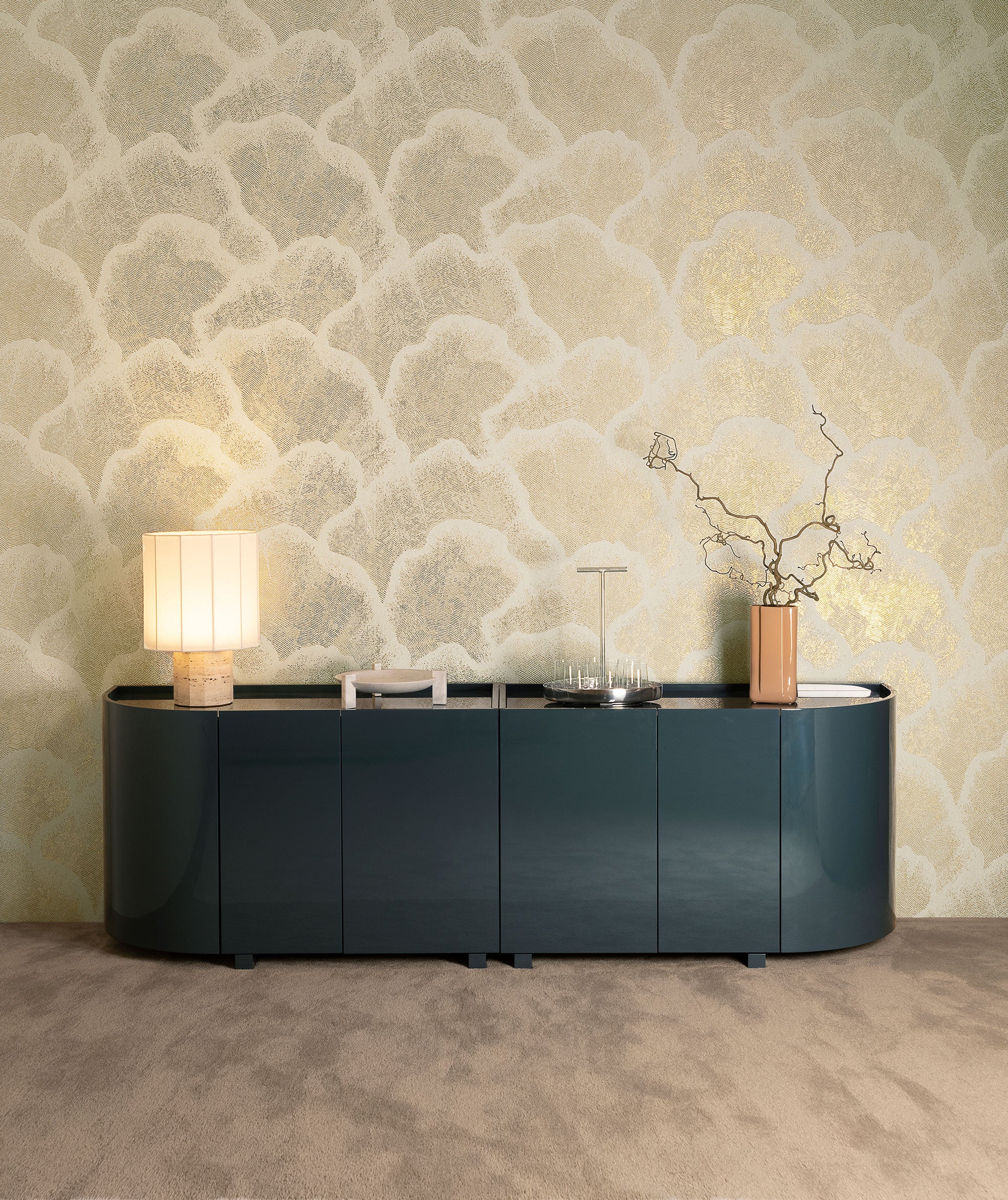 48630 Nefeli White Gold Zephyr Wallpaper by Arte