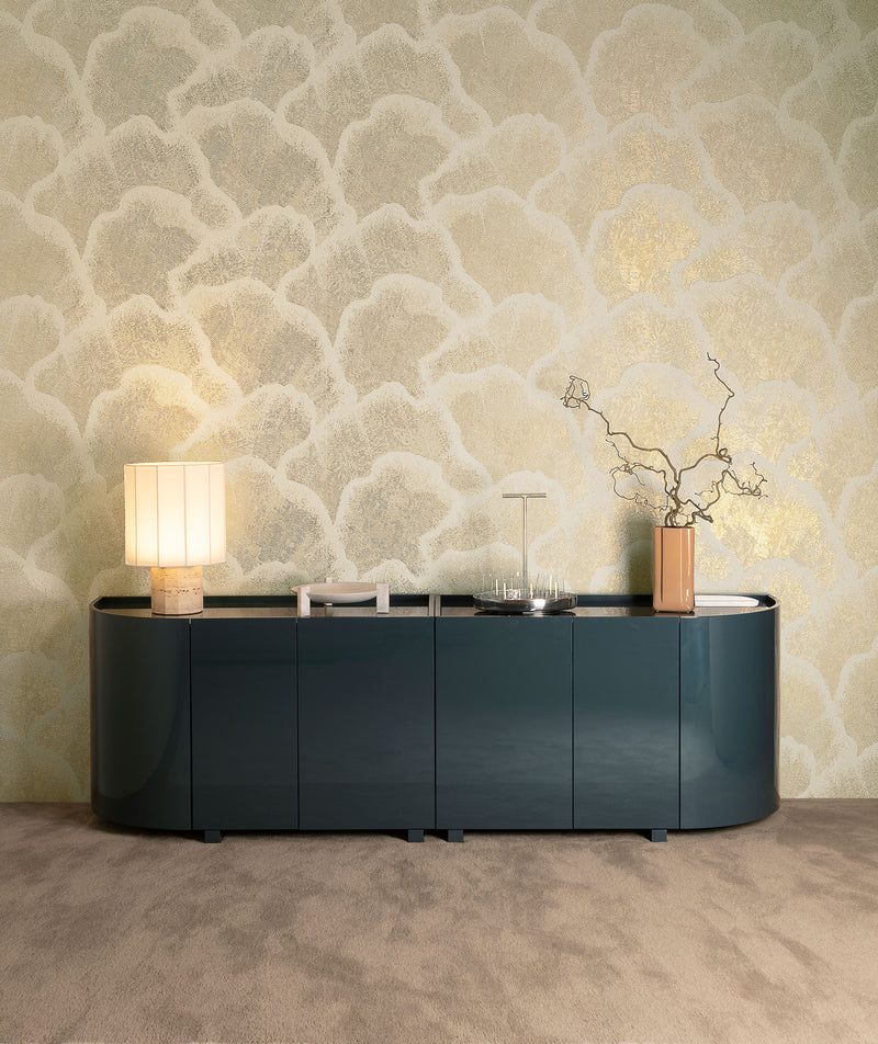 48630 Nefeli White Gold Zephyr Wallpaper by Arte