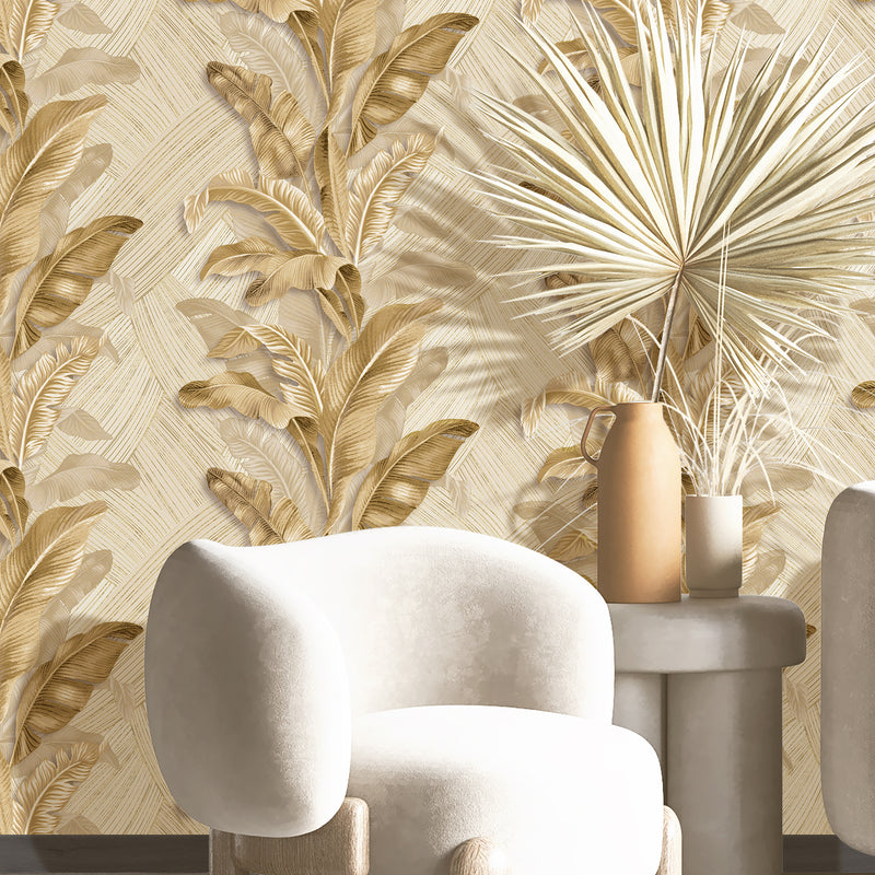 49302 Palma Stratum Beige Wallpaper By Galerie