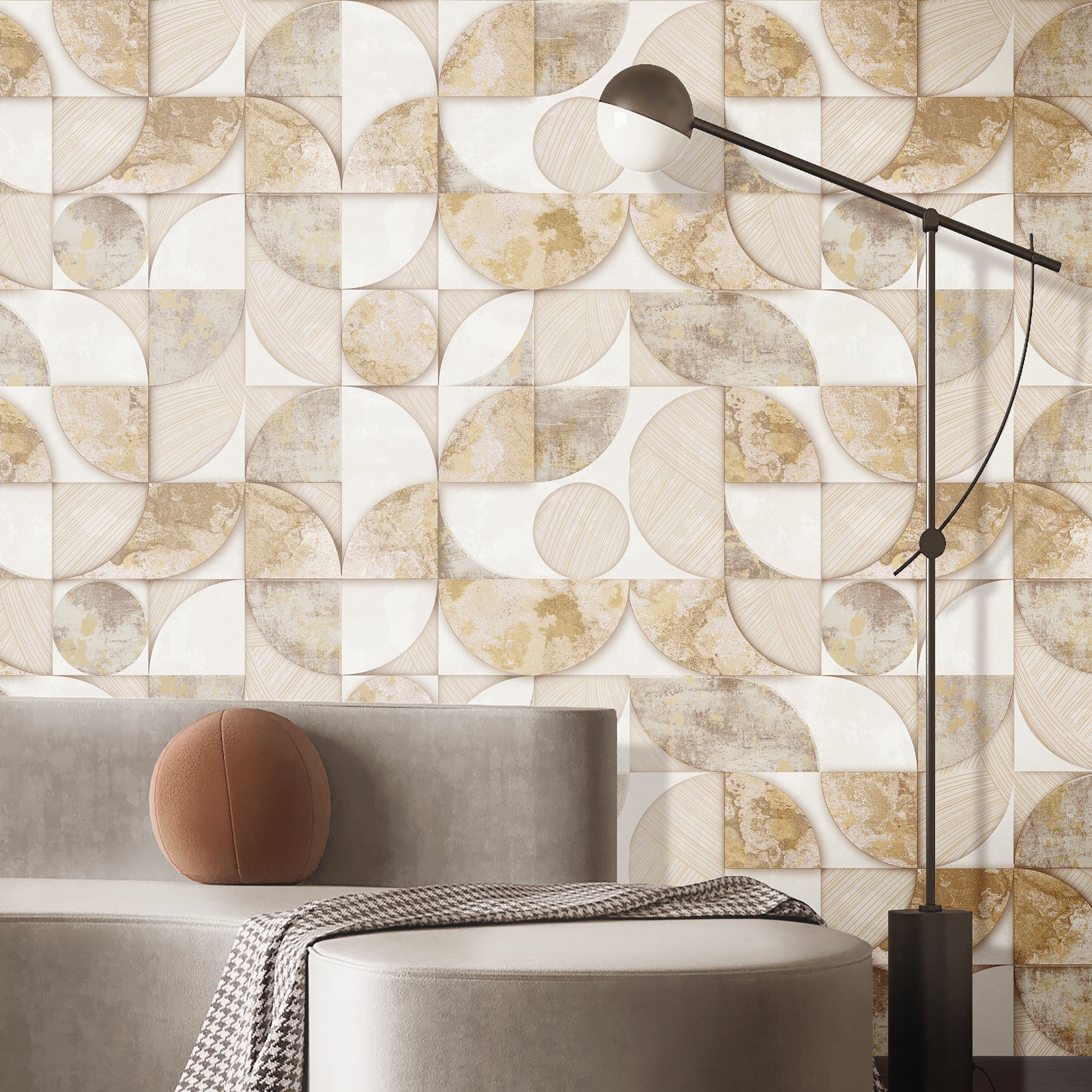 49310 Geometrico Stratum Beige Wallpaper By Galerie