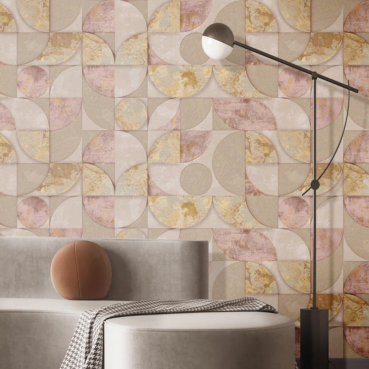 Geometrico Stratum Gold Wallpaper By Galerie